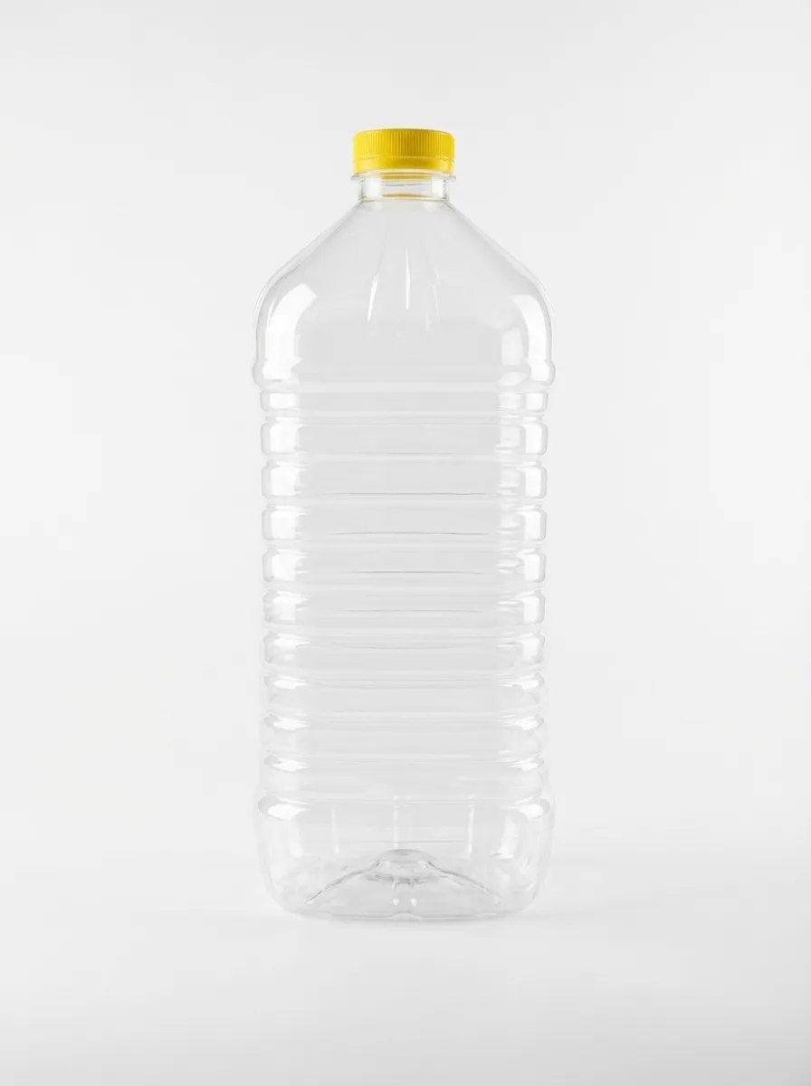 Clear PET ribbed water gallon with yellow screw cap