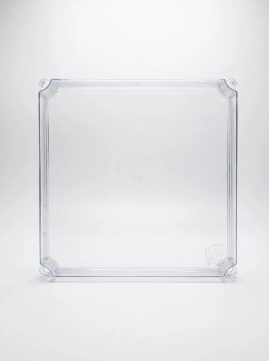 Square transparent IP65-rated electrical enclosure cover